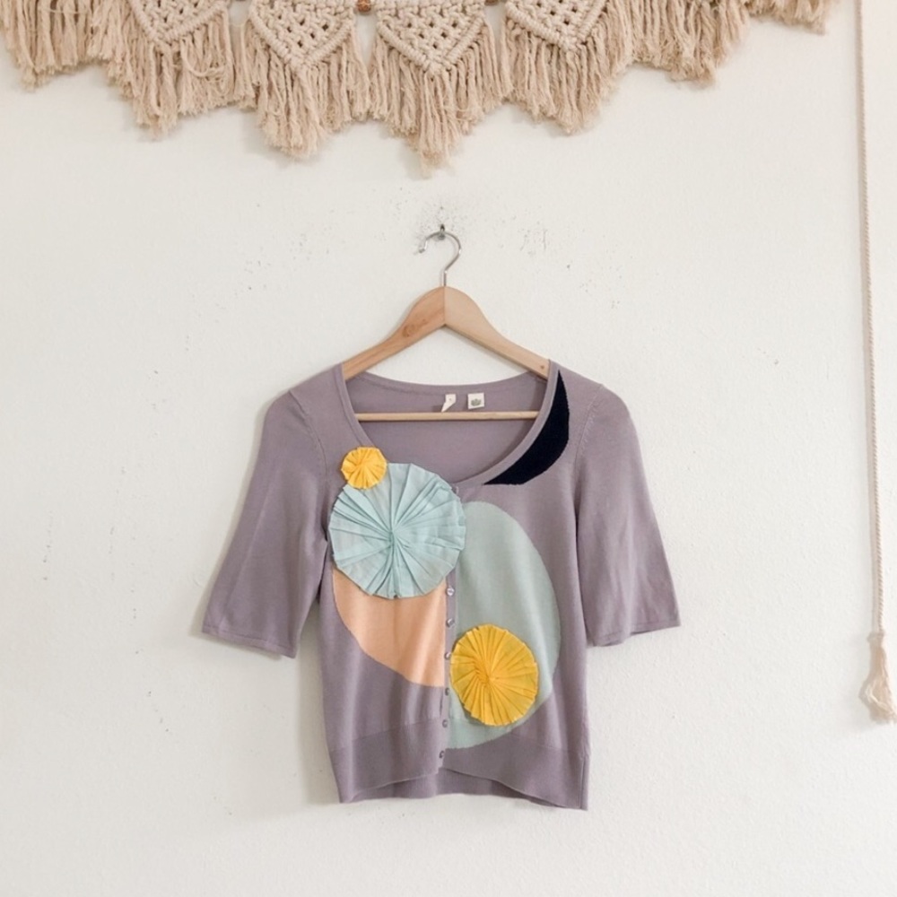 Anthropologie Moth M Pinwheel cardigan sweater top vintage retro cottagecore - Picture 3 of 8